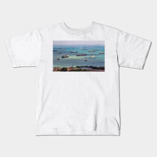 Vessels Anchoring in Front of Singapore City Kids T-Shirt